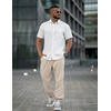 image:imageCOOFANDY Mens Short Sleeve Casual Button Down Shirt Business Untucked Dress Shirts with PocketWhite