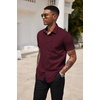 image:imageCOOFANDY Mens Short Sleeve Casual Button Down Shirt Business Untucked Dress Shirts with PocketWine Redpolka Dots