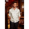 image:imageCOOFANDY Mens Silk Satin Dress Shirts Jacquard Long Sleeve Floral Button Up Shirts Party Prom Wedding ShirtBeige