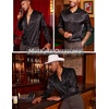 image:imageCOOFANDY Mens Silk Satin Dress Shirts Jacquard Long Sleeve Floral Button Up Shirts Party Prom Wedding ShirtBlack