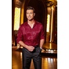 image:imageCOOFANDY Mens Silk Satin Dress Shirts Jacquard Long Sleeve Floral Button Up Shirts Party Prom Wedding ShirtBurgundy