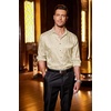 image:imageCOOFANDY Mens Silk Satin Dress Shirts Jacquard Long Sleeve Floral Button Up Shirts Party Prom Wedding ShirtCream Rose