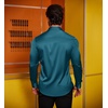 image:imageCOOFANDY Mens Silk Satin Dress Shirts Jacquard Long Sleeve Floral Button Up Shirts Party Prom Wedding ShirtDark Blue