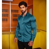 image:imageCOOFANDY Mens Silk Satin Dress Shirts Jacquard Long Sleeve Floral Button Up Shirts Party Prom Wedding ShirtDark Blue