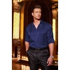 image:imageCOOFANDY Mens Silk Satin Dress Shirts Jacquard Long Sleeve Floral Button Up Shirts Party Prom Wedding ShirtDeep Blue