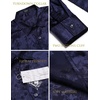 image:imageCOOFANDY Mens Silk Satin Dress Shirts Jacquard Long Sleeve Floral Button Up Shirts Party Prom Wedding ShirtDeep Blue