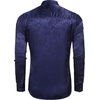 image:imageCOOFANDY Mens Silk Satin Dress Shirts Jacquard Long Sleeve Floral Button Up Shirts Party Prom Wedding ShirtDeep Blue