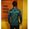 image:imageCOOFANDY Mens Silk Satin Dress Shirts Jacquard Long Sleeve Floral Button Up Shirts Party Prom Wedding ShirtGreen Rose Jacquard