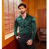 image:imageCOOFANDY Mens Silk Satin Dress Shirts Jacquard Long Sleeve Floral Button Up Shirts Party Prom Wedding ShirtGreen Rose Jacquard