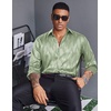image:imageCOOFANDY Mens Silk Satin Dress Shirts Jacquard Long Sleeve Floral Button Up Shirts Party Prom Wedding ShirtGreen Twist