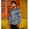 image:imageCOOFANDY Mens Silk Satin Dress Shirts Jacquard Long Sleeve Floral Button Up Shirts Party Prom Wedding ShirtGrey