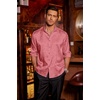 image:imageCOOFANDY Mens Silk Satin Dress Shirts Jacquard Long Sleeve Floral Button Up Shirts Party Prom Wedding ShirtMisty Rose
