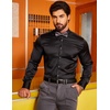 image:imageCOOFANDY Mens Silk Satin Dress Shirts Jacquard Long Sleeve Floral Button Up Shirts Party Prom Wedding ShirtPblack