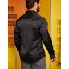 image:imageCOOFANDY Mens Silk Satin Dress Shirts Jacquard Long Sleeve Floral Button Up Shirts Party Prom Wedding ShirtPblack