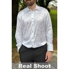 image:imageCOOFANDY Mens Silk Satin Dress Shirts Jacquard Long Sleeve Floral Button Up Shirts Party Prom Wedding ShirtPear White