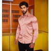 image:imageCOOFANDY Mens Silk Satin Dress Shirts Jacquard Long Sleeve Floral Button Up Shirts Party Prom Wedding ShirtPink