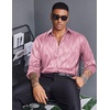 image:imageCOOFANDY Mens Silk Satin Dress Shirts Jacquard Long Sleeve Floral Button Up Shirts Party Prom Wedding ShirtPink Twist