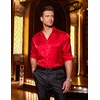 image:imageCOOFANDY Mens Silk Satin Dress Shirts Jacquard Long Sleeve Floral Button Up Shirts Party Prom Wedding ShirtRed
