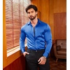 image:imageCOOFANDY Mens Silk Satin Dress Shirts Jacquard Long Sleeve Floral Button Up Shirts Party Prom Wedding ShirtSapphire