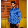 image:imageCOOFANDY Mens Silk Satin Dress Shirts Jacquard Long Sleeve Floral Button Up Shirts Party Prom Wedding ShirtSapphire
