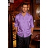 image:imageCOOFANDY Mens Silk Satin Dress Shirts Jacquard Long Sleeve Floral Button Up Shirts Party Prom Wedding ShirtViolet