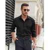 image:imageCOOFANDY Mens Stretch Dress Shirts Long Sleeve Button Down Shirt Regular Fit Formal Business ShirtsA Black