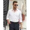 image:imageCOOFANDY Mens Stretch Dress Shirts Long Sleeve Button Down Shirt Regular Fit Formal Business ShirtsA White