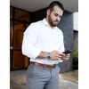 image:imageCOOFANDY Mens Stretch Dress Shirts Long Sleeve Button Down Shirt Regular Fit Formal Business ShirtsA White