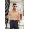 image:imageCOOFANDY Mens Stretch Dress Shirts Long Sleeve Button Down Shirt Regular Fit Formal Business ShirtsLight Khaki