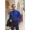 image:imageCOOFANDY Mens Stretch Dress Shirts Long Sleeve Button Down Shirt Regular Fit Formal Business ShirtsRoyal Azure Blue