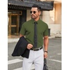 image:imageCOOFANDY Mens Stretch Dress Shirts Short Sleeve Wrinkle Free Casual Button Down ShirtsArmy Green