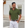 image:imageCOOFANDY Mens Stretch Dress Shirts Short Sleeve Wrinkle Free Casual Button Down ShirtsArmy Green