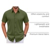 image:imageCOOFANDY Mens Stretch Dress Shirts Short Sleeve Wrinkle Free Casual Button Down ShirtsArmy Green