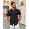 image:imageCOOFANDY Mens Stretch Dress Shirts Short Sleeve Wrinkle Free Casual Button Down ShirtsBlack