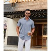 image:imageCOOFANDY Mens Stretch Dress Shirts Short Sleeve Wrinkle Free Casual Button Down ShirtsBlue Pattern