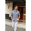 image:imageCOOFANDY Mens Stretch Dress Shirts Short Sleeve Wrinkle Free Casual Button Down ShirtsBlue Pattern