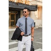 image:imageCOOFANDY Mens Stretch Dress Shirts Short Sleeve Wrinkle Free Casual Button Down ShirtsBlue Pattern