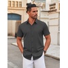 image:imageCOOFANDY Mens Stretch Dress Shirts Short Sleeve Wrinkle Free Casual Button Down ShirtsDark Grey