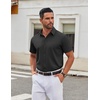 image:imageCOOFANDY Mens Stretch Dress Shirts Short Sleeve Wrinkle Free Casual Button Down ShirtsDark Grey