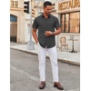 image:imageCOOFANDY Mens Stretch Dress Shirts Short Sleeve Wrinkle Free Casual Button Down ShirtsDark Grey