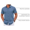 image:imageCOOFANDY Mens Stretch Dress Shirts Short Sleeve Wrinkle Free Casual Button Down ShirtsGrayish Blue