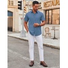 image:imageCOOFANDY Mens Stretch Dress Shirts Short Sleeve Wrinkle Free Casual Button Down ShirtsGrayish Blue