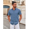image:imageCOOFANDY Mens Stretch Dress Shirts Short Sleeve Wrinkle Free Casual Button Down ShirtsGrayish Blue