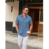 image:imageCOOFANDY Mens Stretch Dress Shirts Short Sleeve Wrinkle Free Casual Button Down ShirtsGrayish Blue