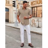 image:imageCOOFANDY Mens Stretch Dress Shirts Short Sleeve Wrinkle Free Casual Button Down ShirtsKhaki