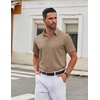 image:imageCOOFANDY Mens Stretch Dress Shirts Short Sleeve Wrinkle Free Casual Button Down ShirtsKhaki