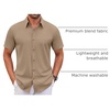 image:imageCOOFANDY Mens Stretch Dress Shirts Short Sleeve Wrinkle Free Casual Button Down ShirtsKhaki