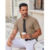 image:imageCOOFANDY Mens Stretch Dress Shirts Short Sleeve Wrinkle Free Casual Button Down ShirtsKhaki