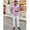 image:imageCOOFANDY Mens Stretch Dress Shirts Short Sleeve Wrinkle Free Casual Button Down ShirtsLavender
