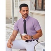image:imageCOOFANDY Mens Stretch Dress Shirts Short Sleeve Wrinkle Free Casual Button Down ShirtsLavender